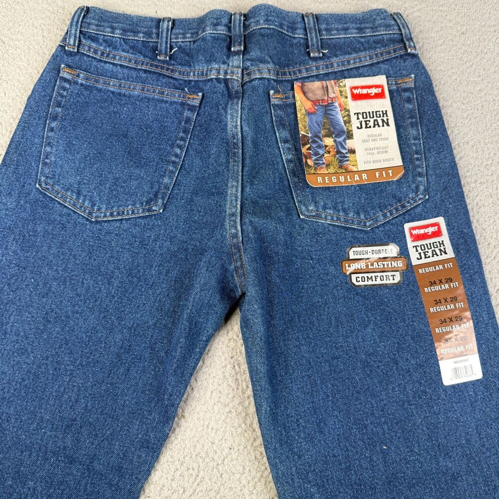 WRANGLER Hero Tough Jeans Mens 34x29 Blue Regular Fit Heavyweight Cowboy Rodeo